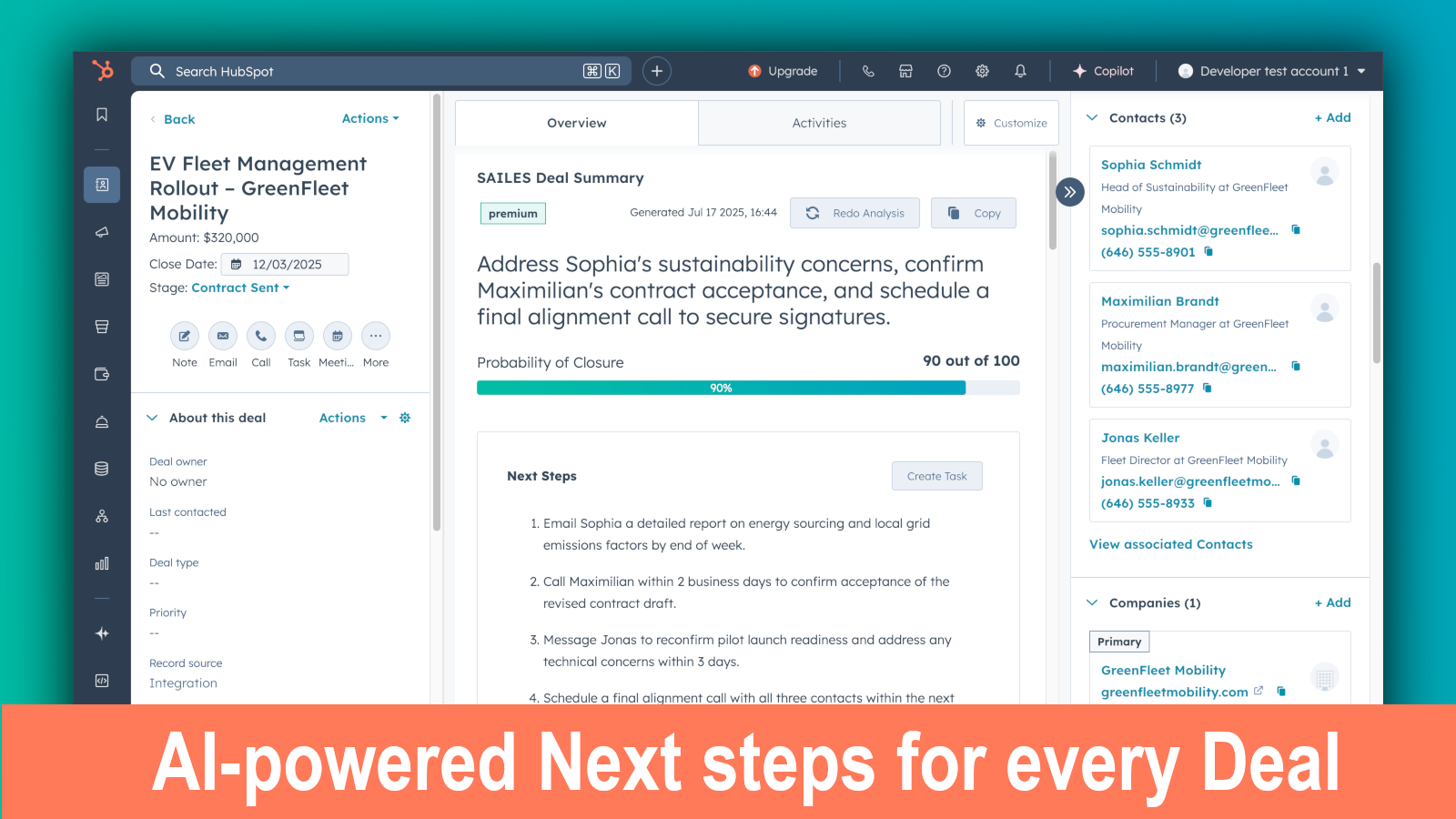 Get clear summaries and next steps for every deal